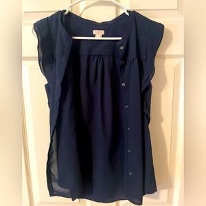J Crew blue sleeveless buttoned blouse, size 4